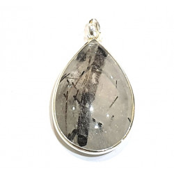 quartz and black tourmaline pendant
