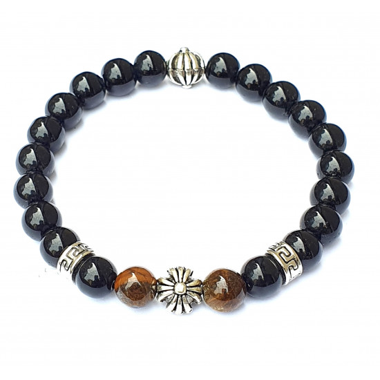 Black Onyx and Tiger Eye Bracelet 8mm