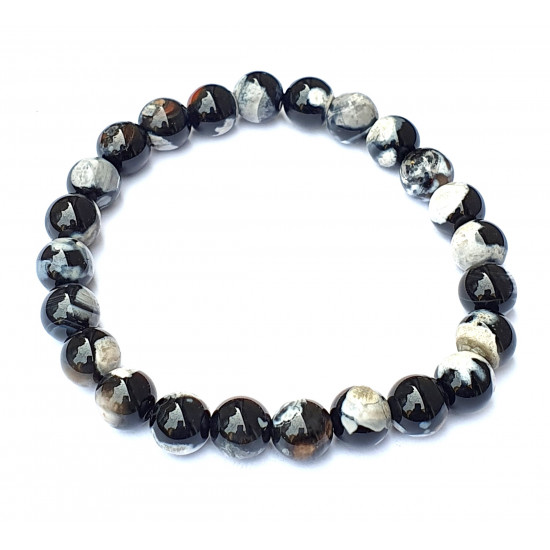 Black and White Agate Bracelet 8mm