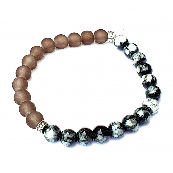 agate and  smoky quartz bracelet 8mm