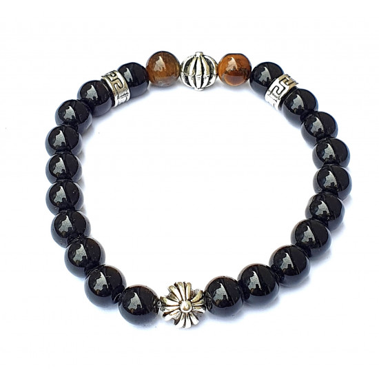 Black Onyx and Tiger Eye Bracelet 8mm