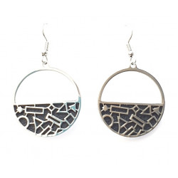 interchangeable leather earrings black / white