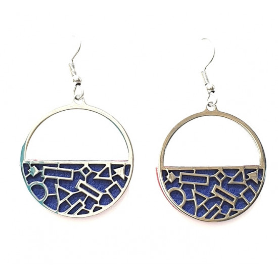 Interchangeable leather earrings blue / red