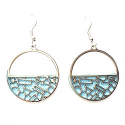 Interchangeable leather earrings blue / green
