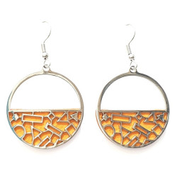 interchangeable leather earrings orange / brown