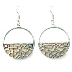 Interchangeable leather earrings bronze / green