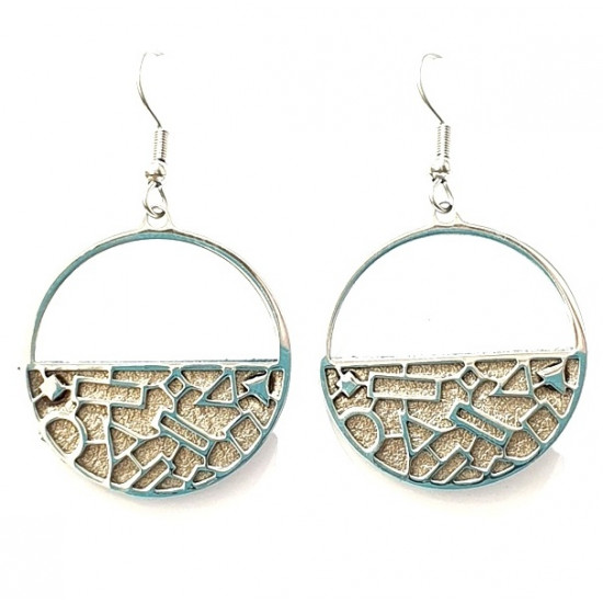 Interchangeable leather earrings bronze / green
