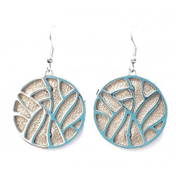Interchangeable leather earrings bronze / green