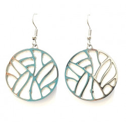 interchangeable Leather Earrings white / blue