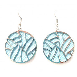 Interchangeable leather earrings blue / green