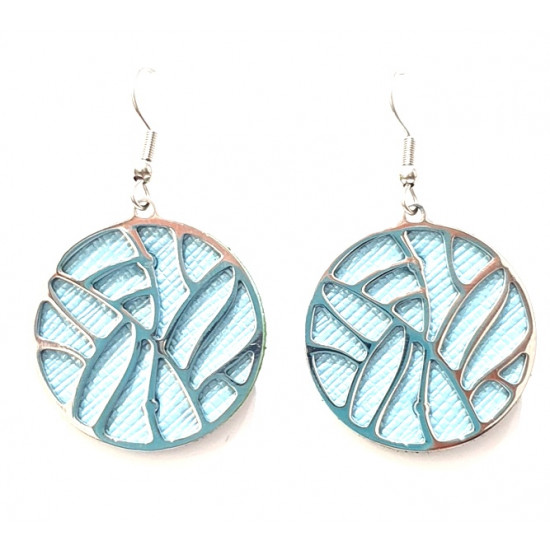 Interchangeable leather earrings blue / green