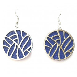 Interchangeable leather earrings blue / red