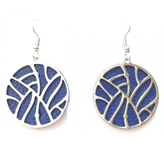 Interchangeable leather earrings blue / red