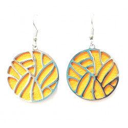 interchangeable leather earrings orange / brown