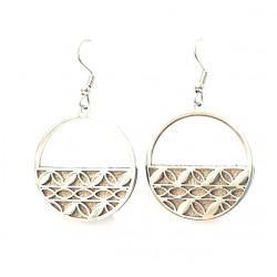 Interchangeable leather earrings bronze / green