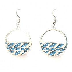 interchangeable Leather earrings blue / white