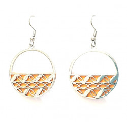 interchangeable leather earrings orange / brown