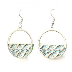 Interchangeable leather earrings blue / green