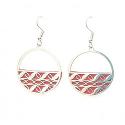 interchangeable leather earrings red / emerald-gray