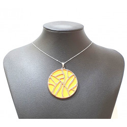 Collier argenté cuir interchangeable orange/marron