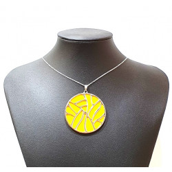 Collier argenté cuir interchangeable jaune/argenté