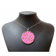 Collier argenté cuir interchangeable fushia/gris