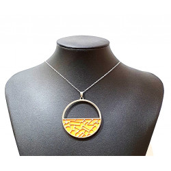 Collier argenté cuir interchangeable orange/marron