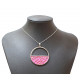 Collier argenté cuir interchangeable fushia/gris