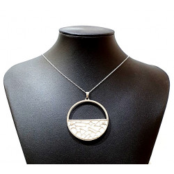 Collier argenté cuir interchangeable blanc/noir