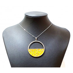 Collier argenté cuir interchangeable jaune/argenté