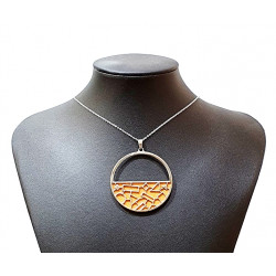 Collier argenté cuir interchangeable marron/bleu