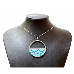 Collier argenté cuir interchangeable bleu/blanc