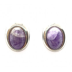 Silver amethyst clip-on earrings