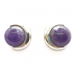 Silver amethyst clip-on earrings