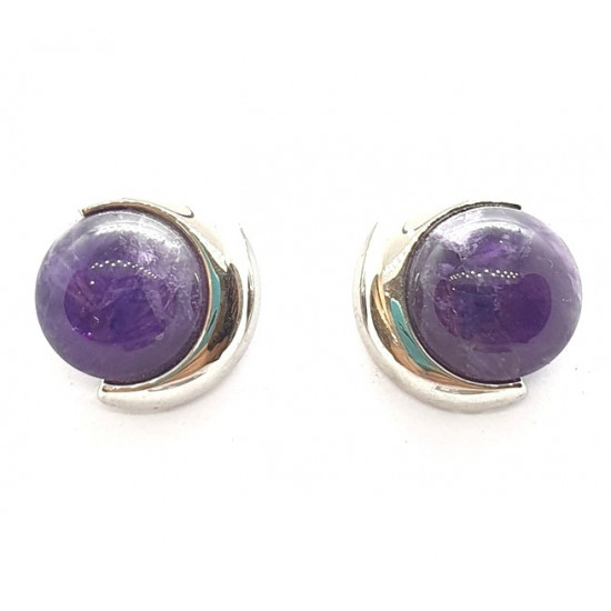 Silver amethyst clip-on earrings
