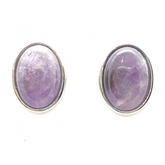 Silver amethyst clip-on earrings