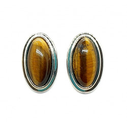 tigers eye clip-on earrings