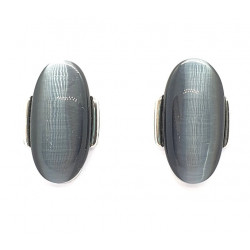 gray cats eye clip-on earrings