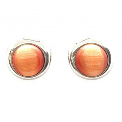 orange cats eye clip-on earrings
