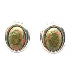 unakite clip-on earrings