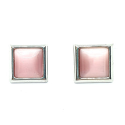 Pink cat's eye clip-on earrings