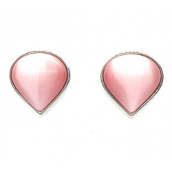 Pink cat's eye clip-on earrings