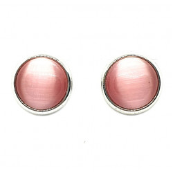 Pink cat's eye clip-on earrings