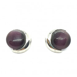 Plum cat's eye clip-on earrings