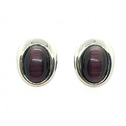 Plum cat's eye clip-on earrings