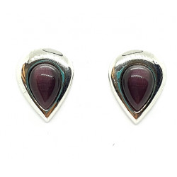 Plum cat's eye clip-on earrings