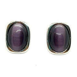Plum cat's eye clip-on earrings