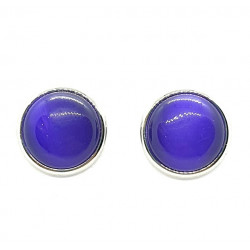 purple cats eye clip-on earrings
