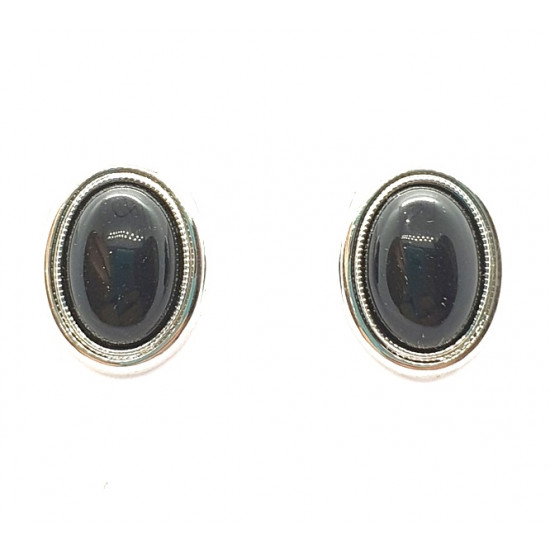 Black onyx clip-on earrings