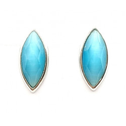 blue cats eye clip-on earrings